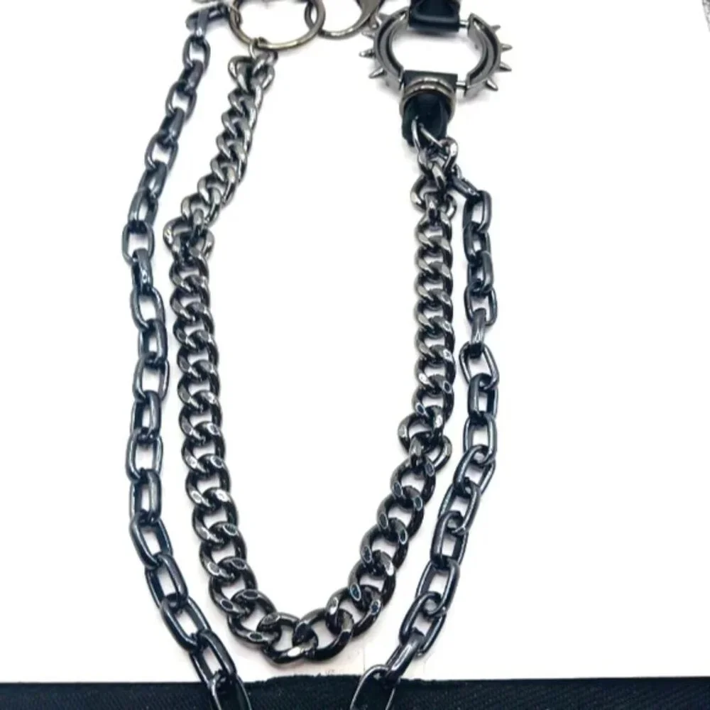Mens Heavy Black Metal Pants or Wallet Chain Double Layer 22 inches